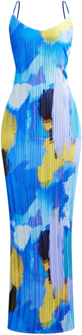 Cowl Neck Dress Sexy Strap Shoulder Pleated Maxi Dresses Summer Wedding Guest Dresses for Women