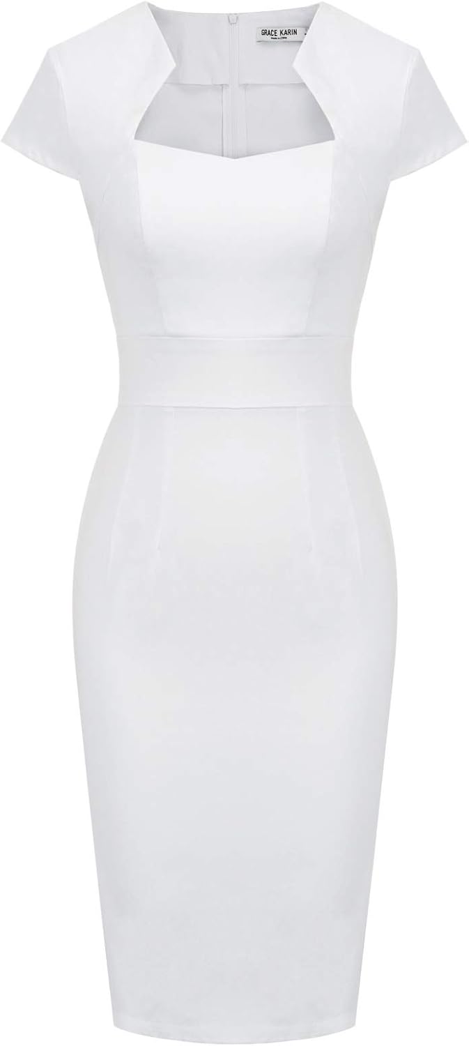 Grace Karin Womens 50s 60s Vintage Pencil Dress Bodycon Cap Sleeve Dress