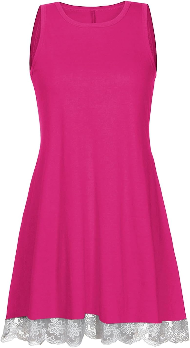 Womens 2025 Boho Beach Dresses Flowy Sleeveless Midi Wedding Dress Cute Crew Neck Summer Tank Sundress with Pockets