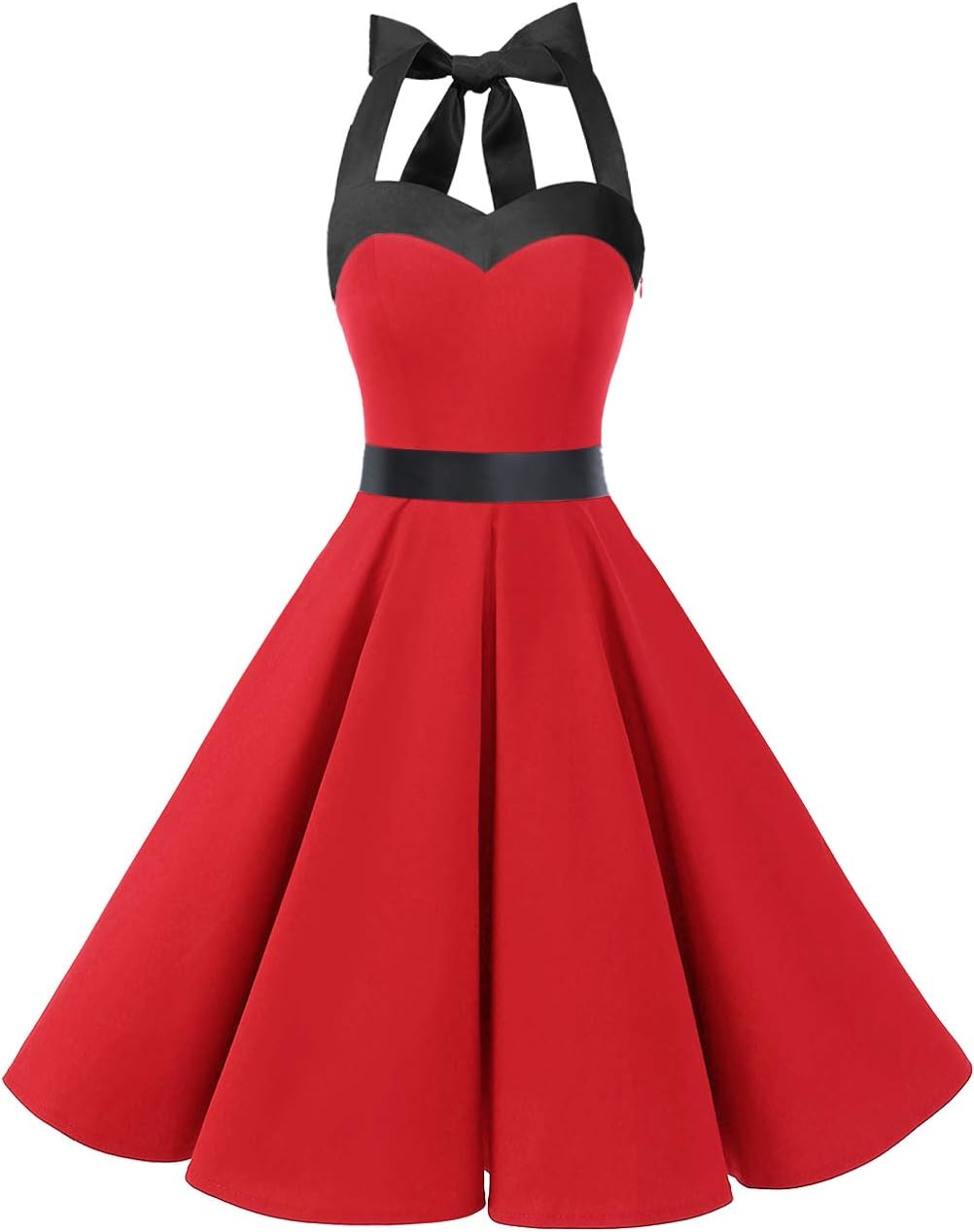 DRESSTELLS Women's Vintage 1950s Cocktail Party Dress Retro Wedding Guest Halter Rockabilly Swing Dresses