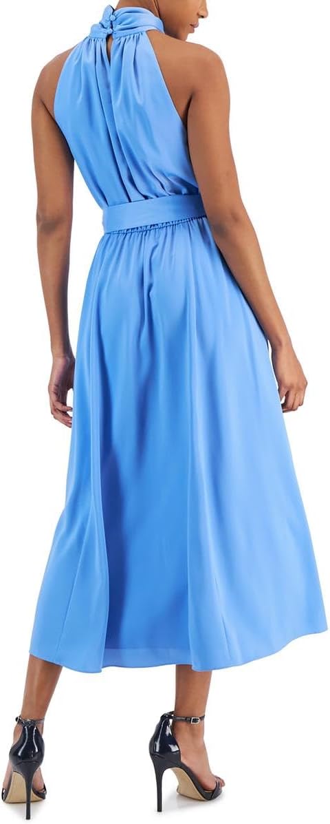 Anne Klein Womens Satin Halter Midi Dress