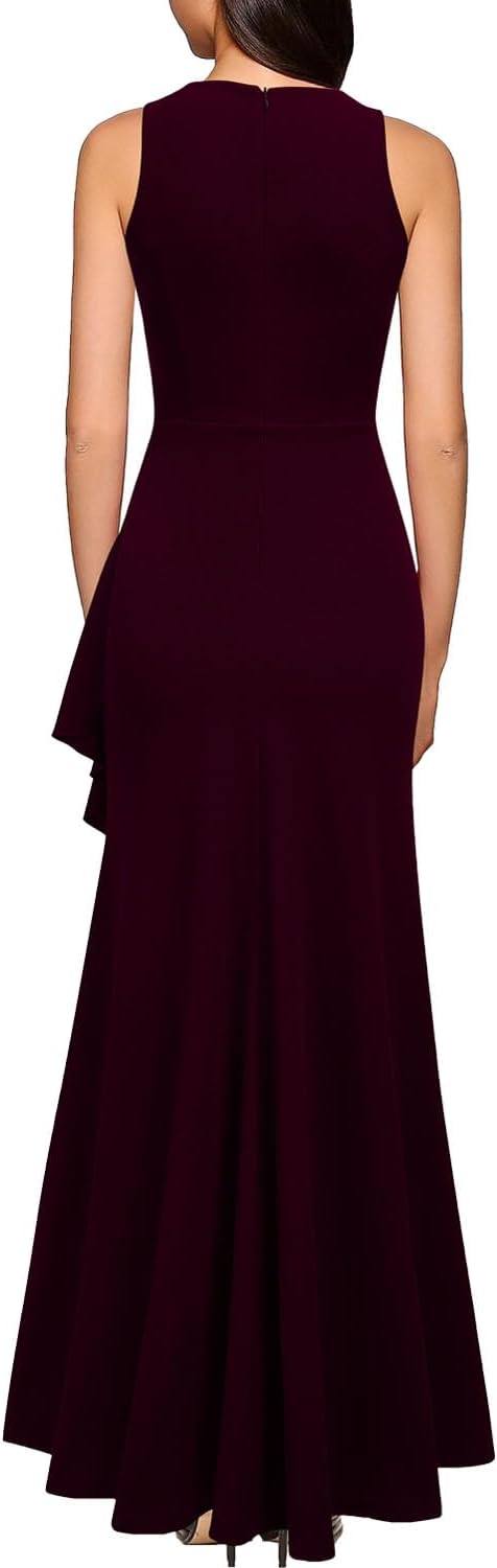 WOOSEA Women's Scoop Neck Sleeveless Split Bodycon Mermaid Evening Cocktail Long Dress