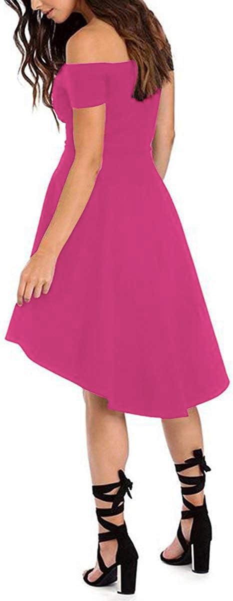 Sarin Mathews Womens Off The Shoulder Short Sleeve High Low Cocktail Skater Dress
