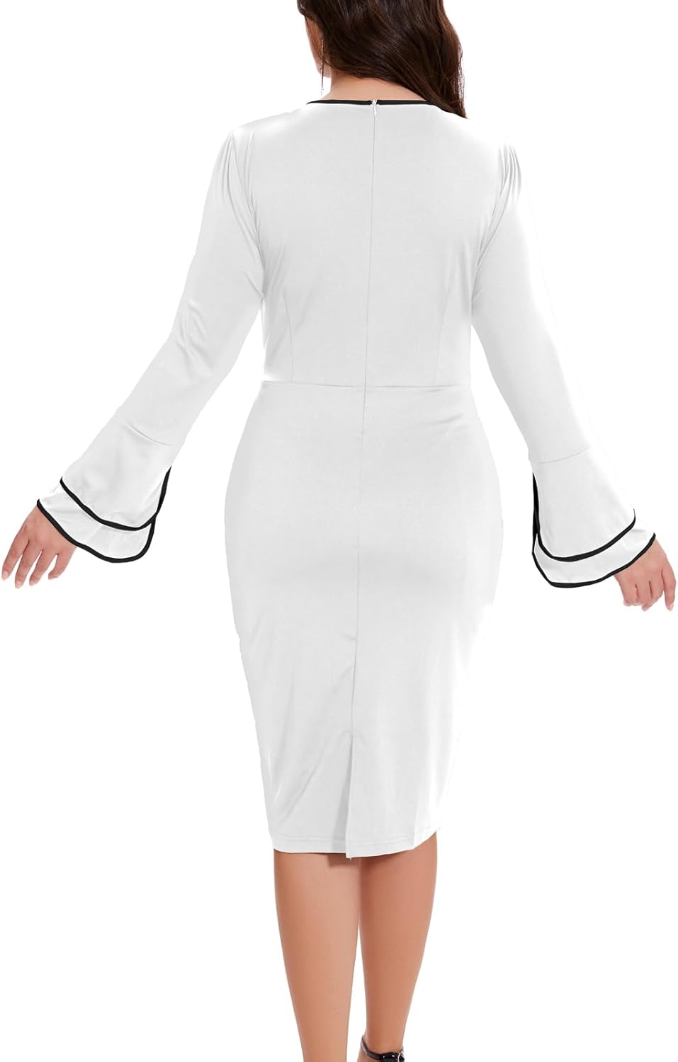 Church Dress for Women Flared Sleeve Midi Pencil Dress Elegant Teacher Office Business Wear to Work Dresses