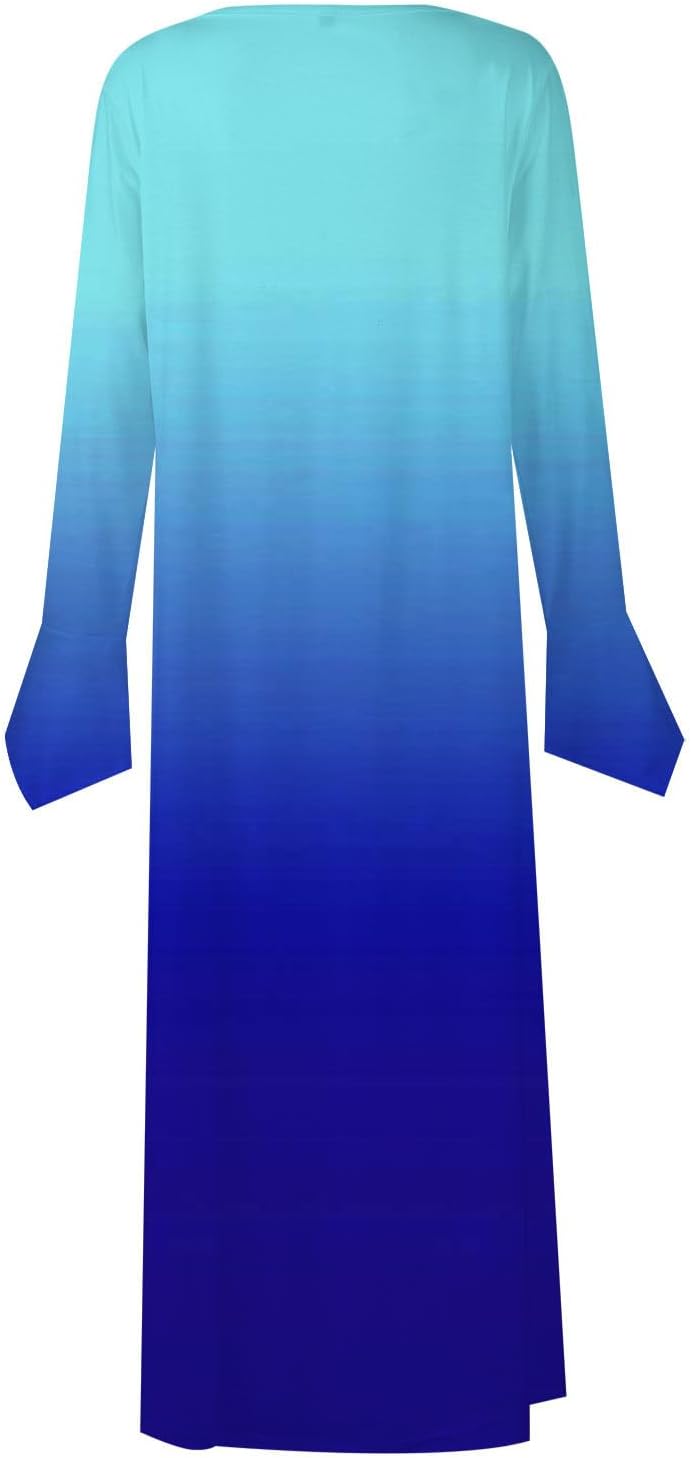 DOPOCQ Fall Women Dresses 2023 Long Sleeve V Neck Plus Size Maxi Dress Boho Dress High Waisted A-Line Dress with Pocket