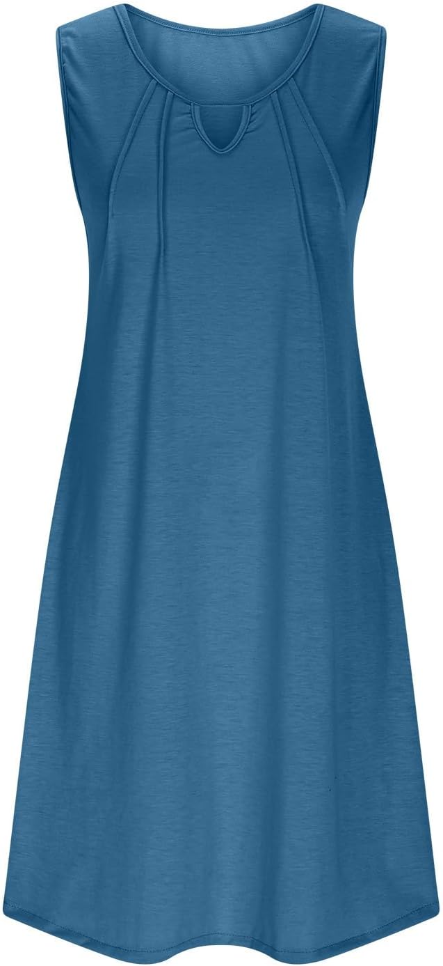 Summer Dresses for Women 2025 Beach Cover Ups Sleeveless Mini Dress Ruffle Tshirt Dress Vacation Casual Dresses