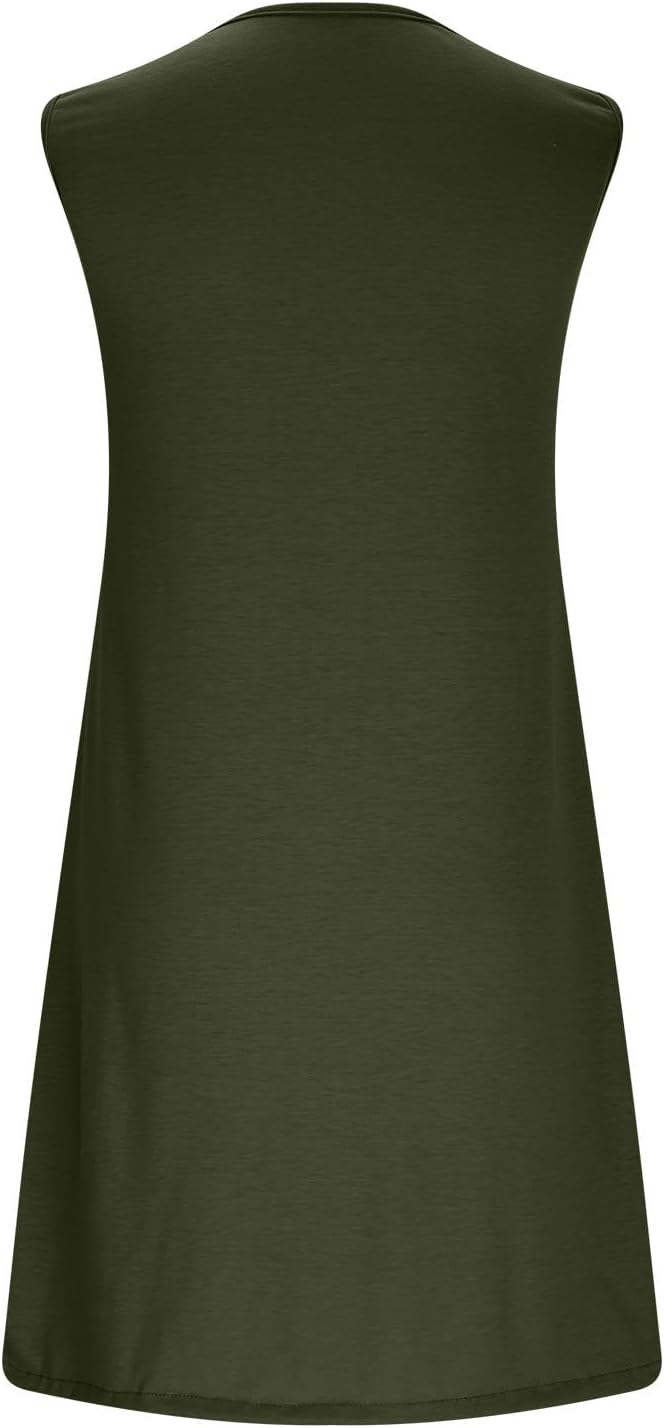 Summer Dresses for Women 2025 Beach Cover Ups Sleeveless Mini Dress Ruffle Tshirt Dress Vacation Casual Dresses