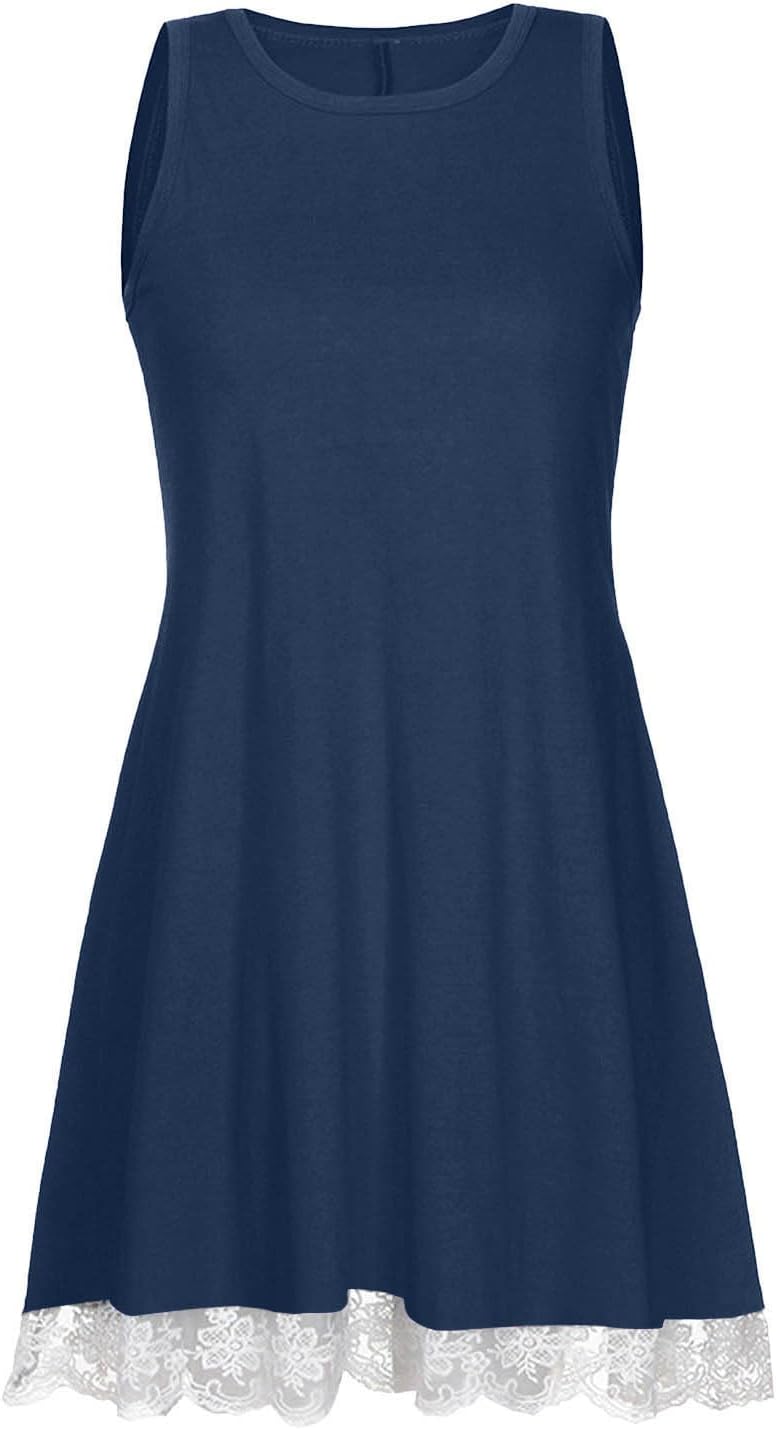 Womens 2025 Boho Beach Dresses Flowy Sleeveless Midi Wedding Dress Cute Crew Neck Summer Tank Sundress with Pockets