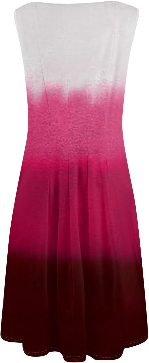Womens Tank Sundress 2025 Casual Floral Print Tshirt Dress Swing Sleeveless Midi Dress Crewneck Pleated Summer Dresses