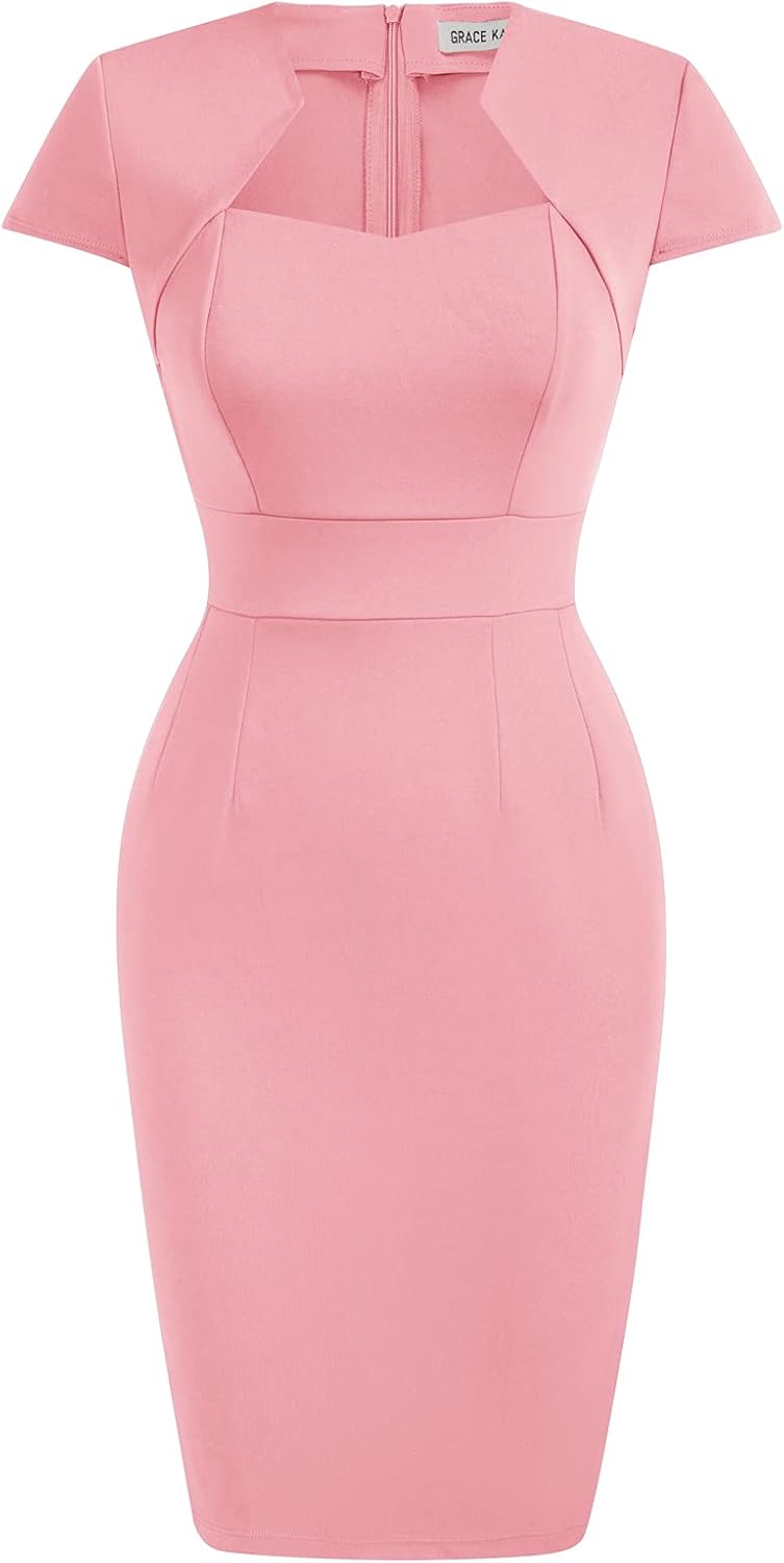 Grace Karin Womens 50s 60s Vintage Pencil Dress Bodycon Cap Sleeve Dress