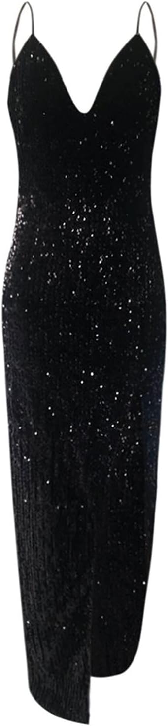 Spaghetti Straps Sequin Prom Dresses Long Mermaid Glitter Backless Evening Party Gowns Slit Wedding Guests Dresses