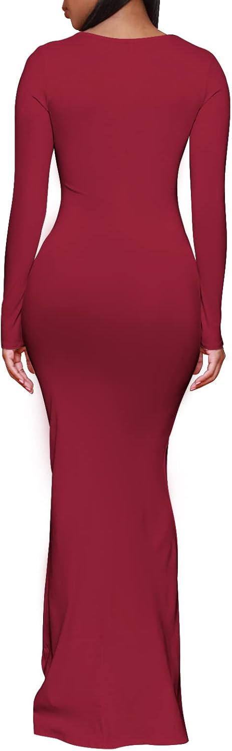 Hafailia Women's Casual Soft Lounge Long Slip Dress Sexy Sleeveless Bodycon Maxi Dresses Evening Formal Cocktail