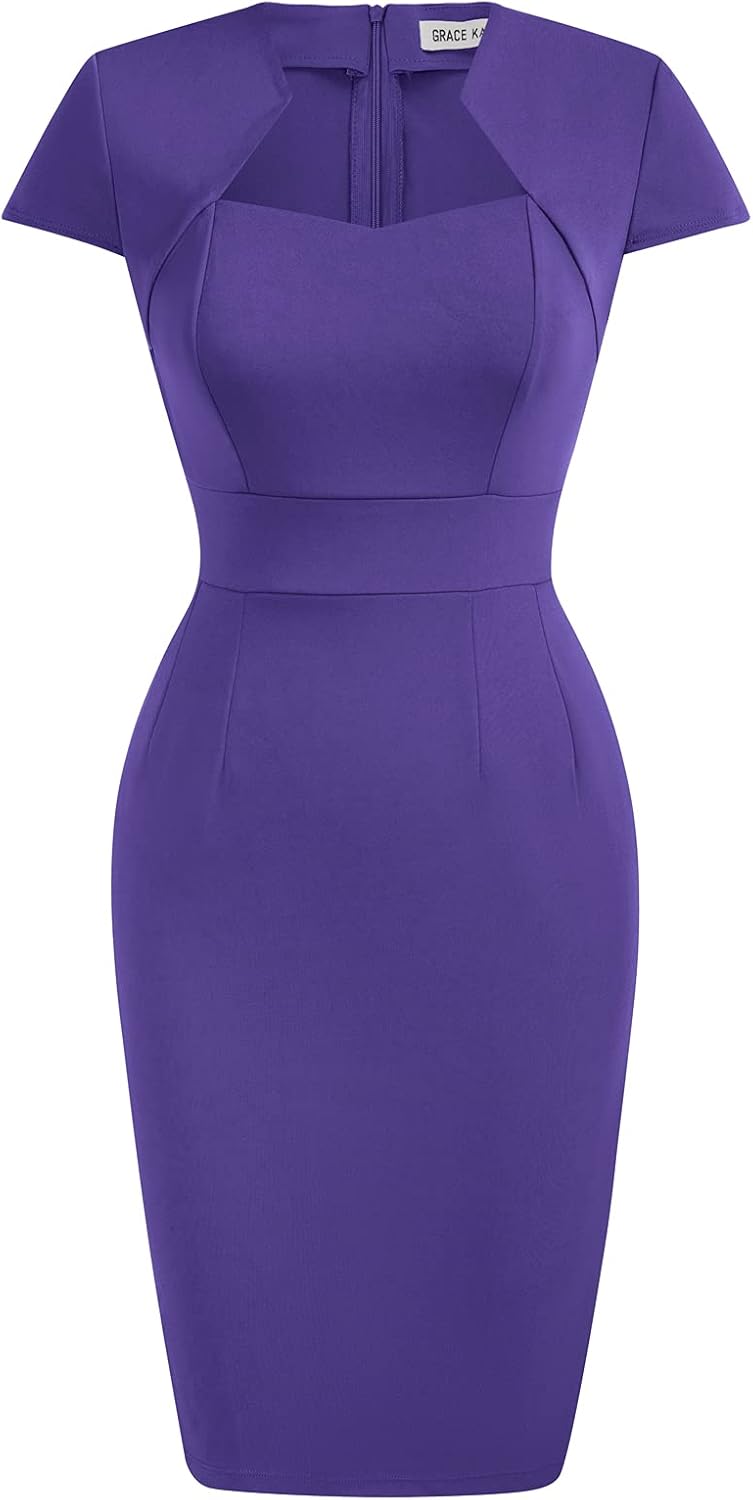 Grace Karin Womens 50s 60s Vintage Pencil Dress Bodycon Cap Sleeve Dress