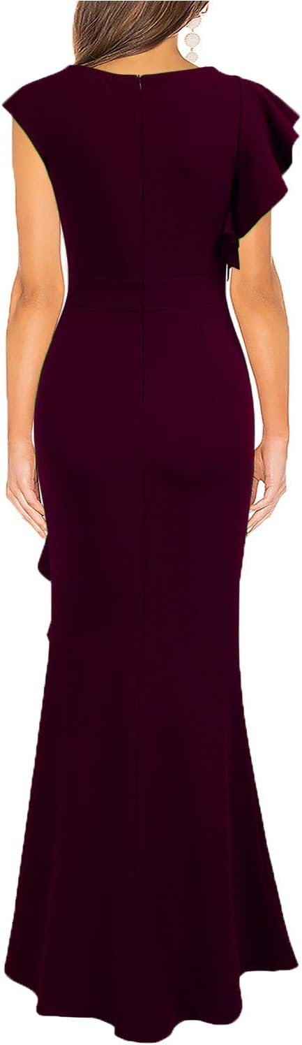 WOOSEA Women's Split Bodycon Mermaid Evening Cocktail Long Dress