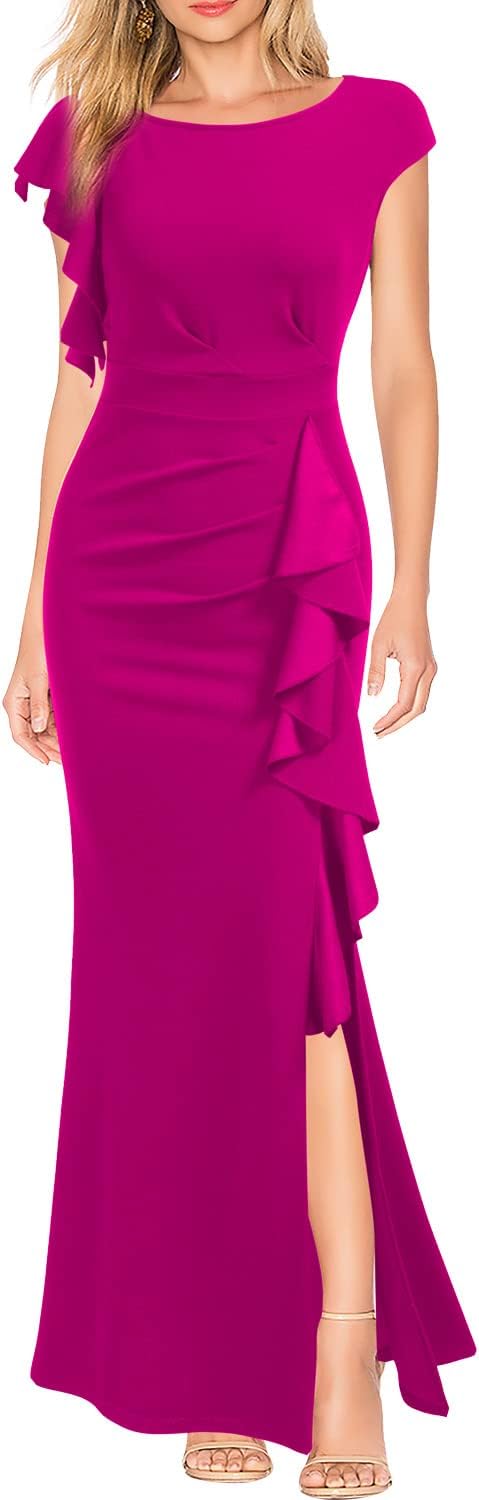 WOOSEA Women's Split Bodycon Mermaid Evening Cocktail Long Dress