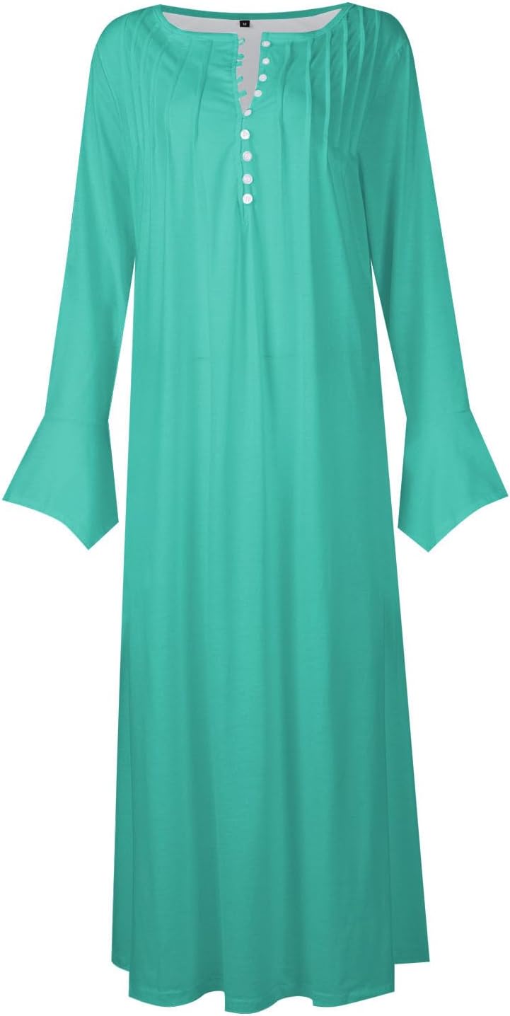 DOPOCQ Fall Women Dresses 2023 Long Sleeve V Neck Plus Size Maxi Dress Boho Dress High Waisted A-Line Dress with Pocket