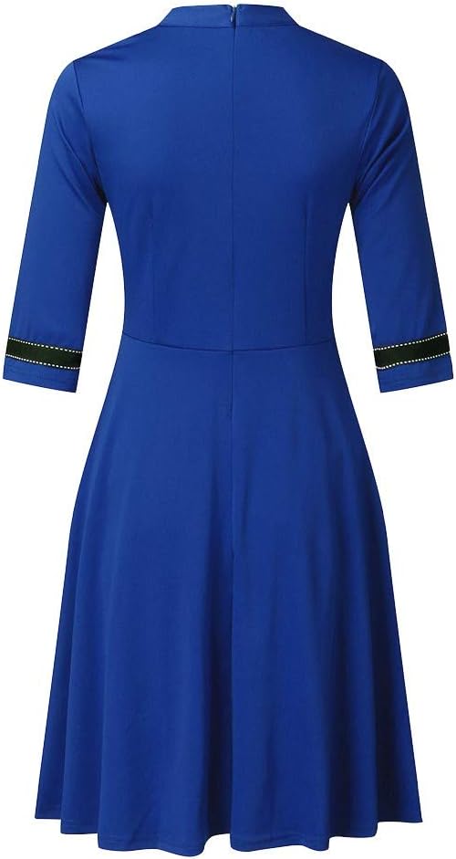 Lost Ink Dresses Women Fashion Solid O-Neck Half Sleeve Dress Stripe Splice Zipper Mini Dress