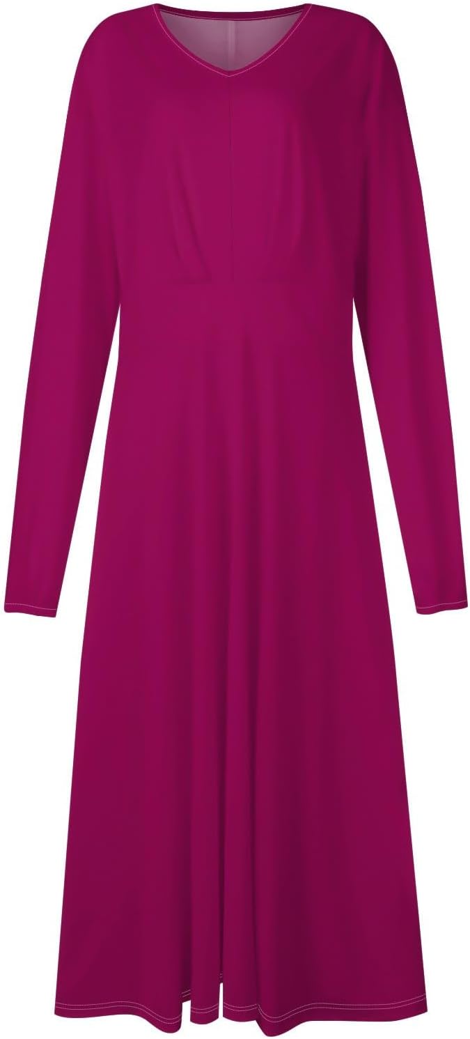 Women's Summer Elegant Cocktail Dress Solid Color Swing V-Neck Party Gown Dresses, S-2XL