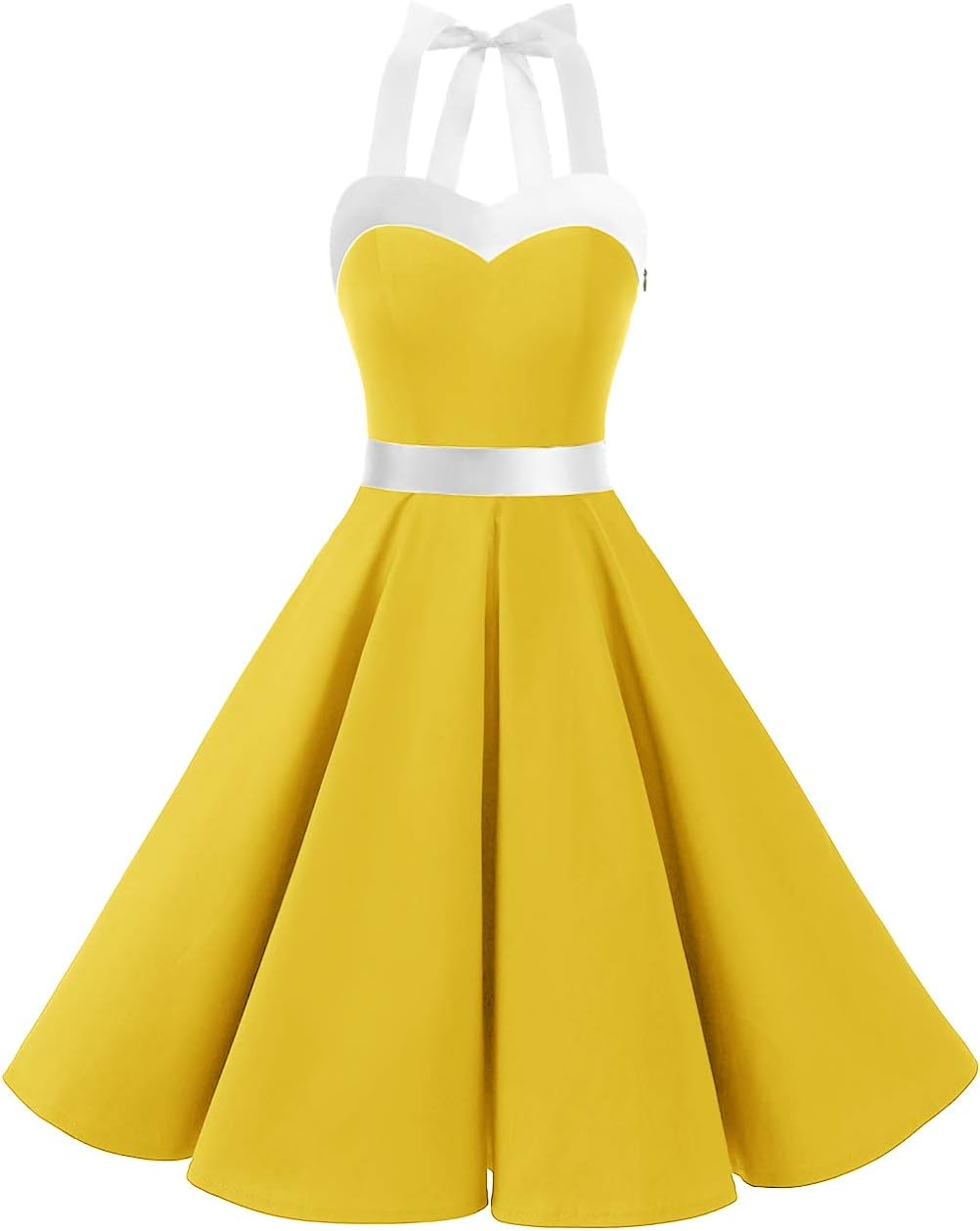 DRESSTELLS Women's Vintage 1950s Cocktail Party Dress Retro Wedding Guest Halter Rockabilly Swing Dresses