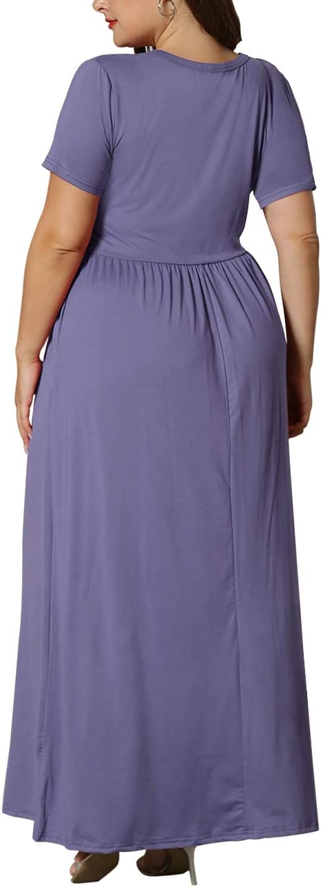 KARALIN Women’s Plus Size Maxi Dresses for Curvy Women Summer Casual Short Sleeve 2025 Long Dress 14W-26W