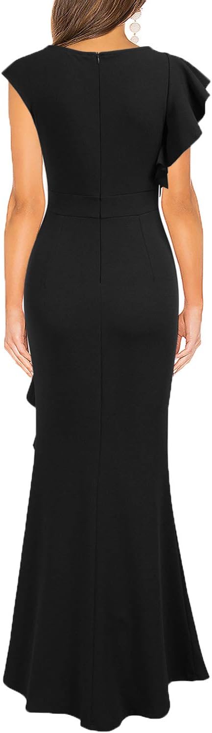 WOOSEA Women's Split Bodycon Mermaid Evening Cocktail Long Dress
