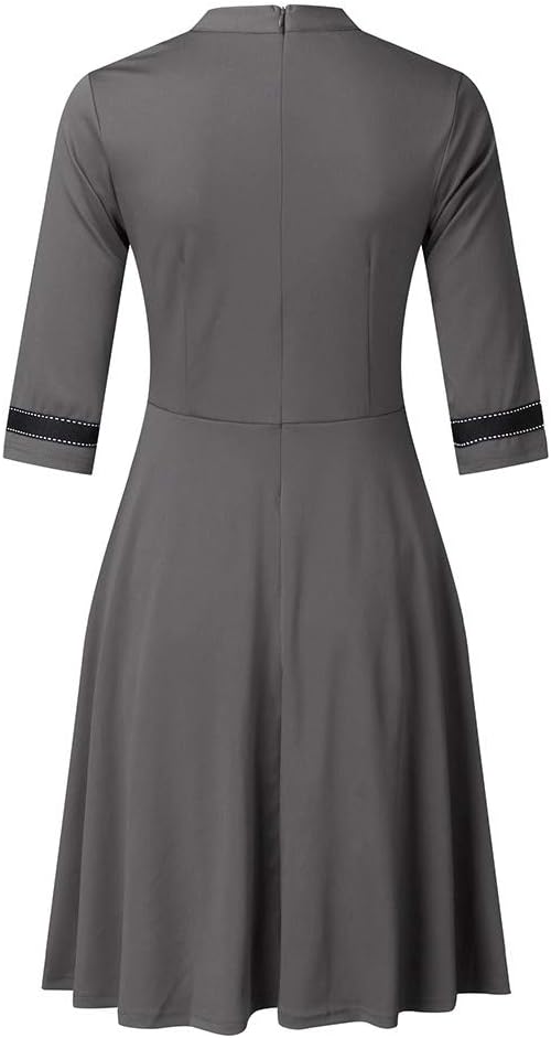 Lost Ink Dresses Women Fashion Solid O-Neck Half Sleeve Dress Stripe Splice Zipper Mini Dress