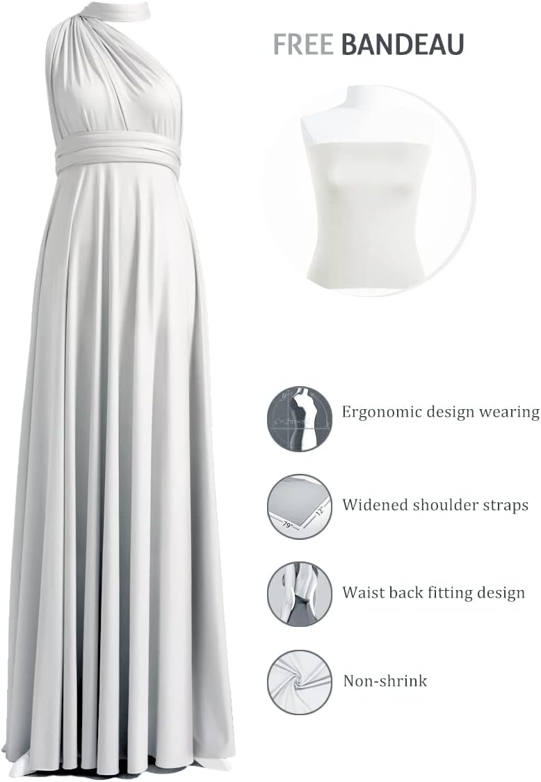 72styles Infinity Dress with Bandeau, Convertible Bridesmaid Dress, Long, Plus Size, Multi-Way Dress, Twist Wrap Dress