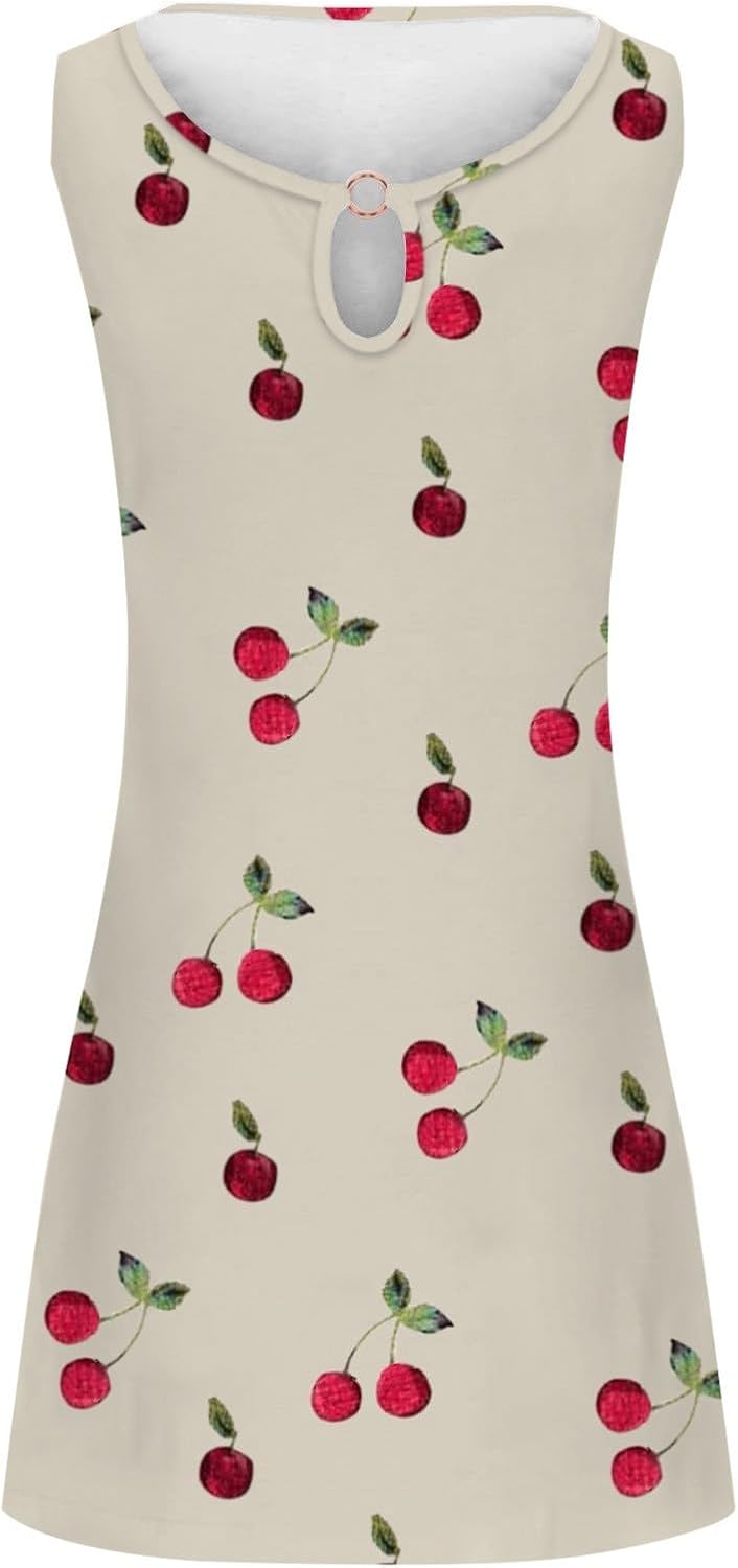 Summer Dresses for Women 2025 Vacation Beach Casual Vintage Midi Sundresses Sexy Sleeveless V Neck Boho Tank Dress