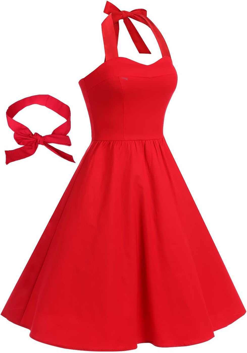 Topdress Women'sVintage Polka Audrey Dress 1950s Halter Retro Cocktail Dress