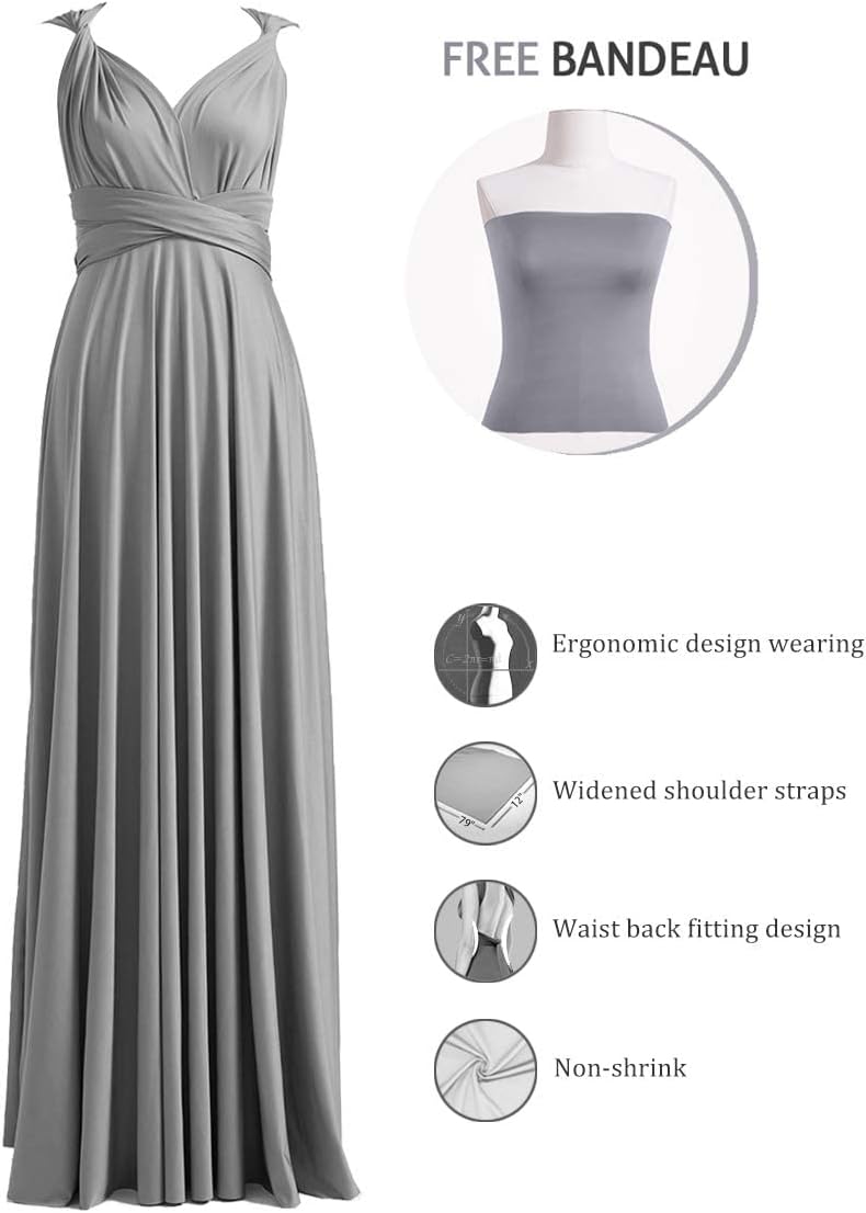 72styles Infinity Dress with Bandeau, Convertible Bridesmaid Dress, Long, Plus Size, Multi-Way Dress, Twist Wrap Dress