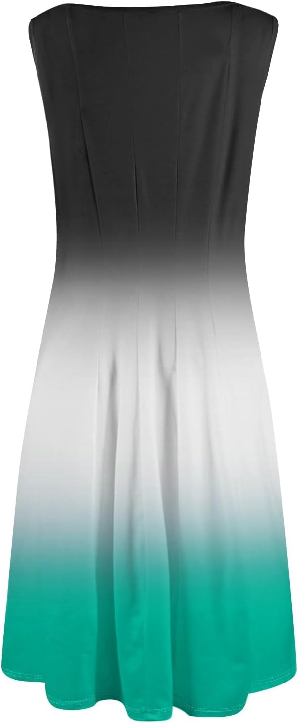 Womens Tank Sundress 2025 Casual Floral Print Tshirt Dress Swing Sleeveless Midi Dress Crewneck Pleated Summer Dresses