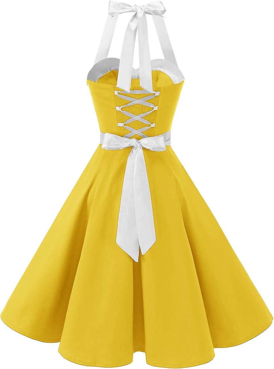 DRESSTELLS Women's Vintage 1950s Cocktail Party Dress Retro Wedding Guest Halter Rockabilly Swing Dresses