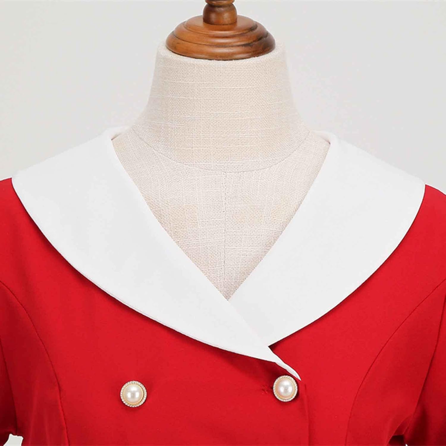 Women Double Breasted Notch Lapel 50s Vintage Short Sleeve Cocktail Swing Dress Polka Dot 1950s Rockabilly Prom Dress