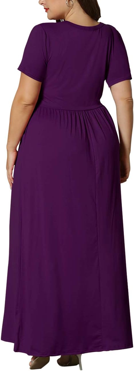 KARALIN Women’s Plus Size Maxi Dresses for Curvy Women Summer Casual Short Sleeve 2025 Long Dress 14W-26W