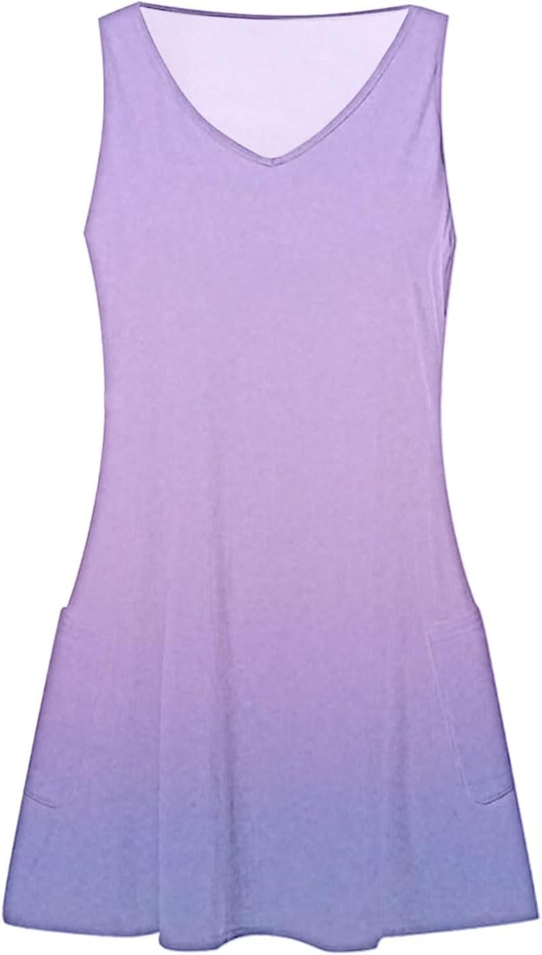 Women's Summer Dresses 2025 Beach Casual Sleeveless Floral Print Boho Tank Dress V Neck Ruffle Dresses