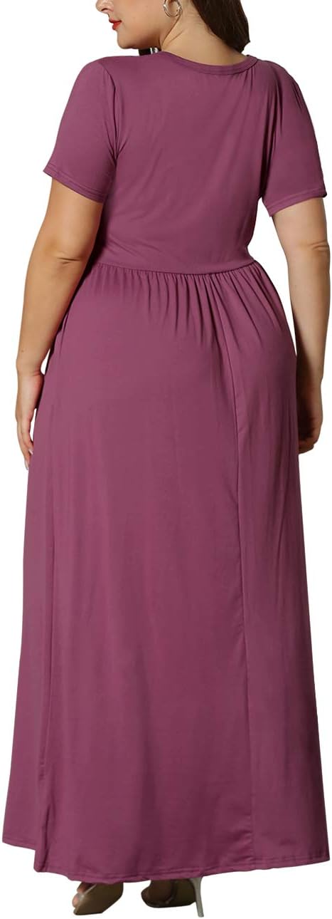 KARALIN Women’s Plus Size Maxi Dresses for Curvy Women Summer Casual Short Sleeve 2025 Long Dress 14W-26W