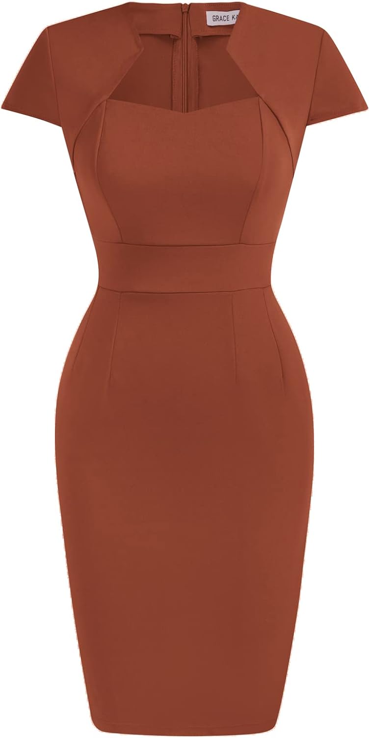 Grace Karin Womens 50s 60s Vintage Pencil Dress Bodycon Cap Sleeve Dress