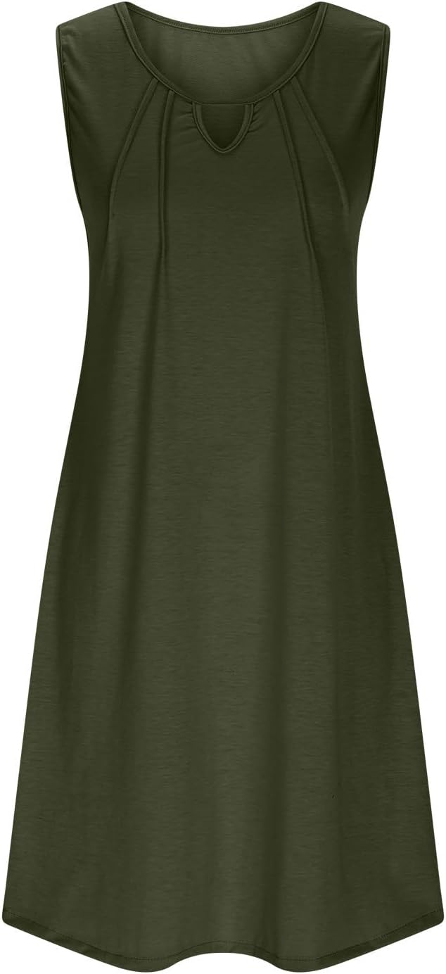 Summer Dresses for Women 2025 Beach Cover Ups Sleeveless Mini Dress Ruffle Tshirt Dress Vacation Casual Dresses