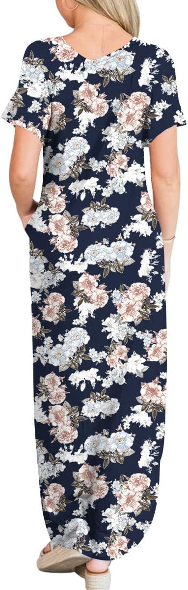 ANRABESS Women's Summer Casual Loose Short Sleeve Long T Shirt Dress Split Maxi Beach Sundress Travel Vacation Outfits
