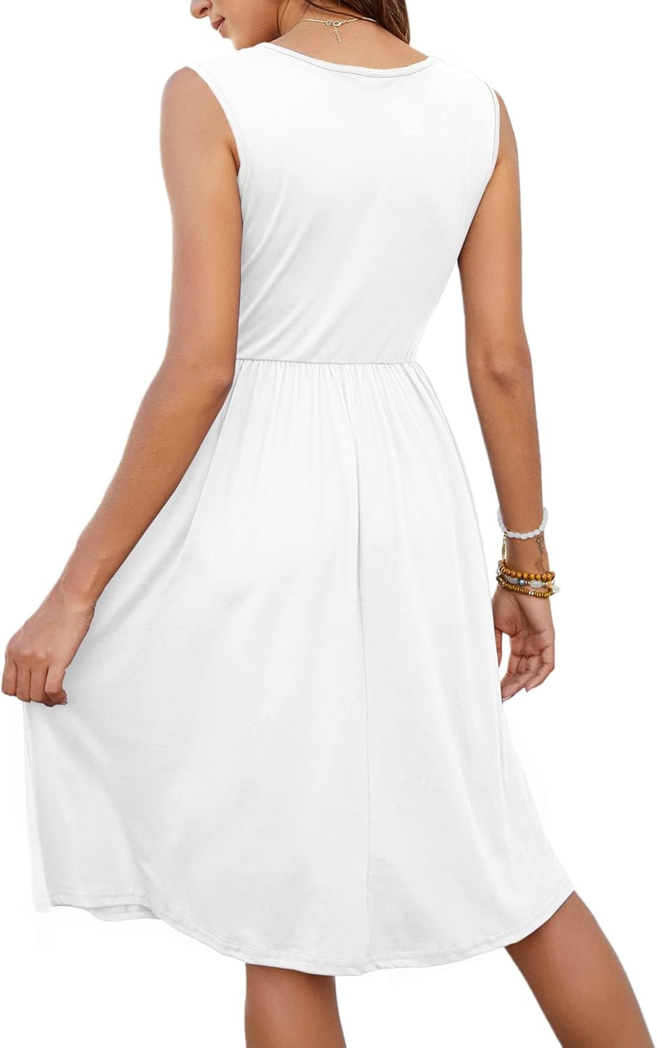 MOLERANI Women Summer Dresses Sleeveless Casual Loose Swing Button Down Midi Dress with Pockets