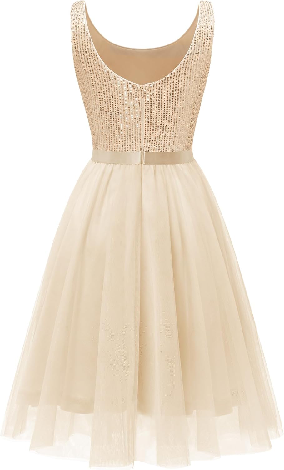 BeryLove Sequin Dress for Woman Vintage A Line Wedding Formal Swing Mesh Dress Sleeveless Cocktail Maxi Gowns