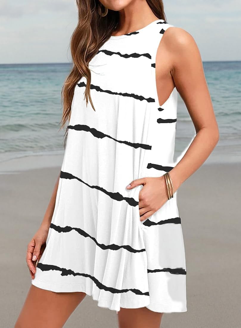 WEACZZY Women Summer Casual Swing T Shirt Dresses Beach Cover up Loose Dress