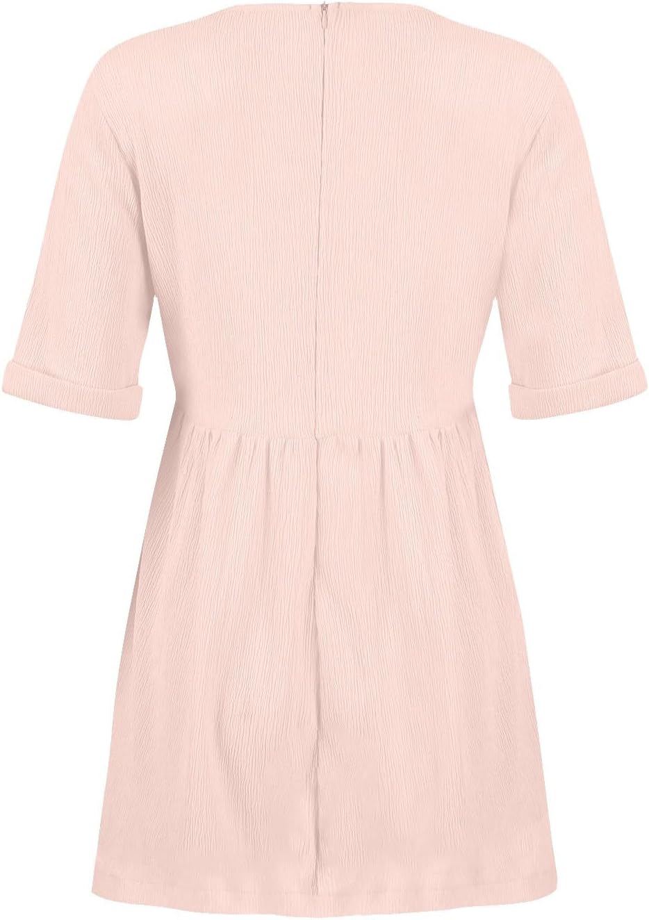hlysgo Womens Summer Dresses 2024 Casual Loose Fit Short Sleeve V Neck Mini Dress Trendy Vacation Tshirt Dress with Pockets