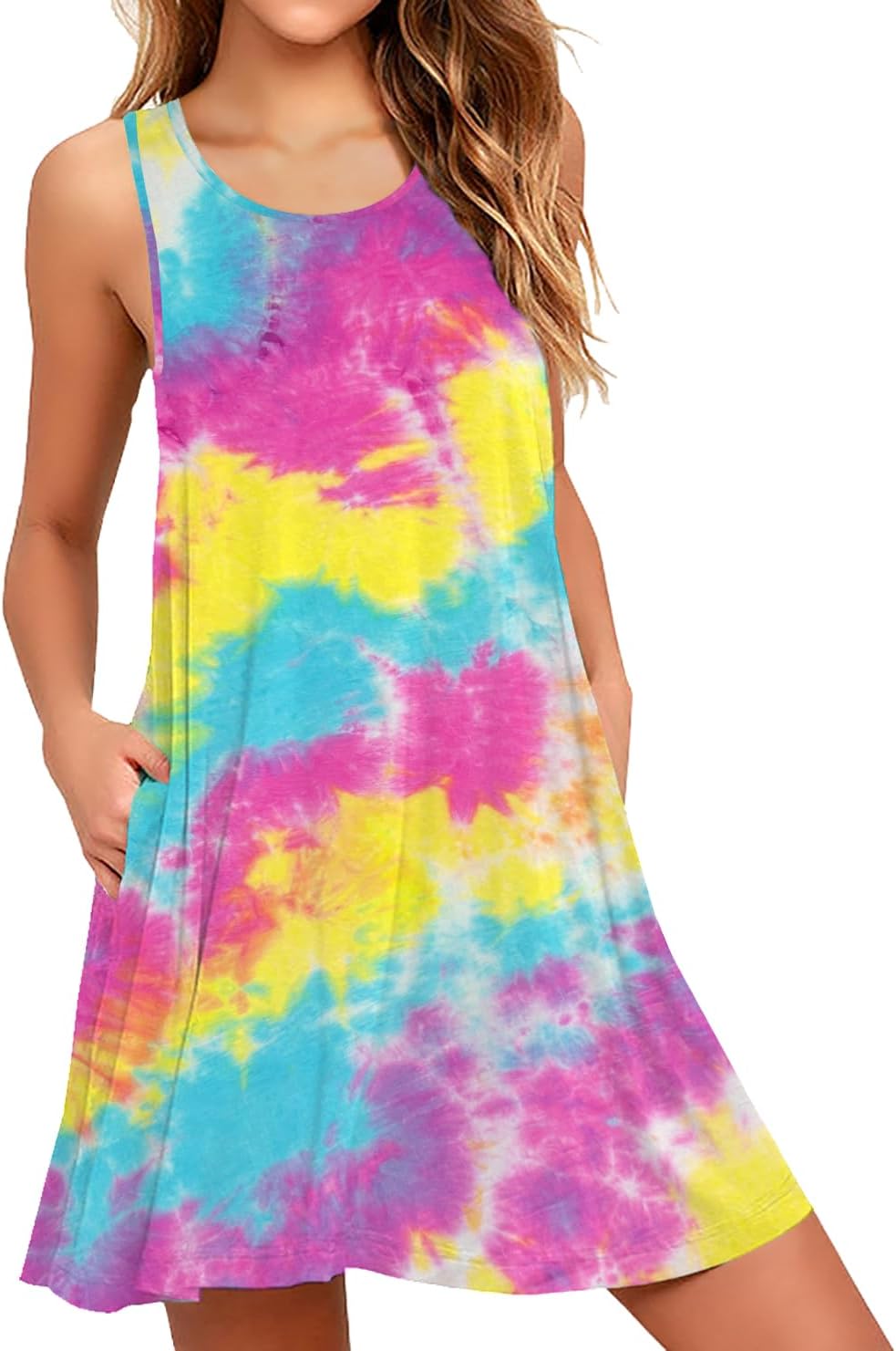 WEACZZY Women Summer Casual Swing T Shirt Dresses Beach Cover up Loose Dress