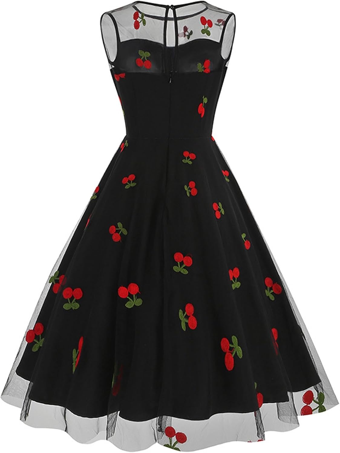 HGps8w Vintage Cocktail Dress for Women, Elegant Butterfly Embroidered Lace V Neck Sleeveless A-Line Party Swing Dresses