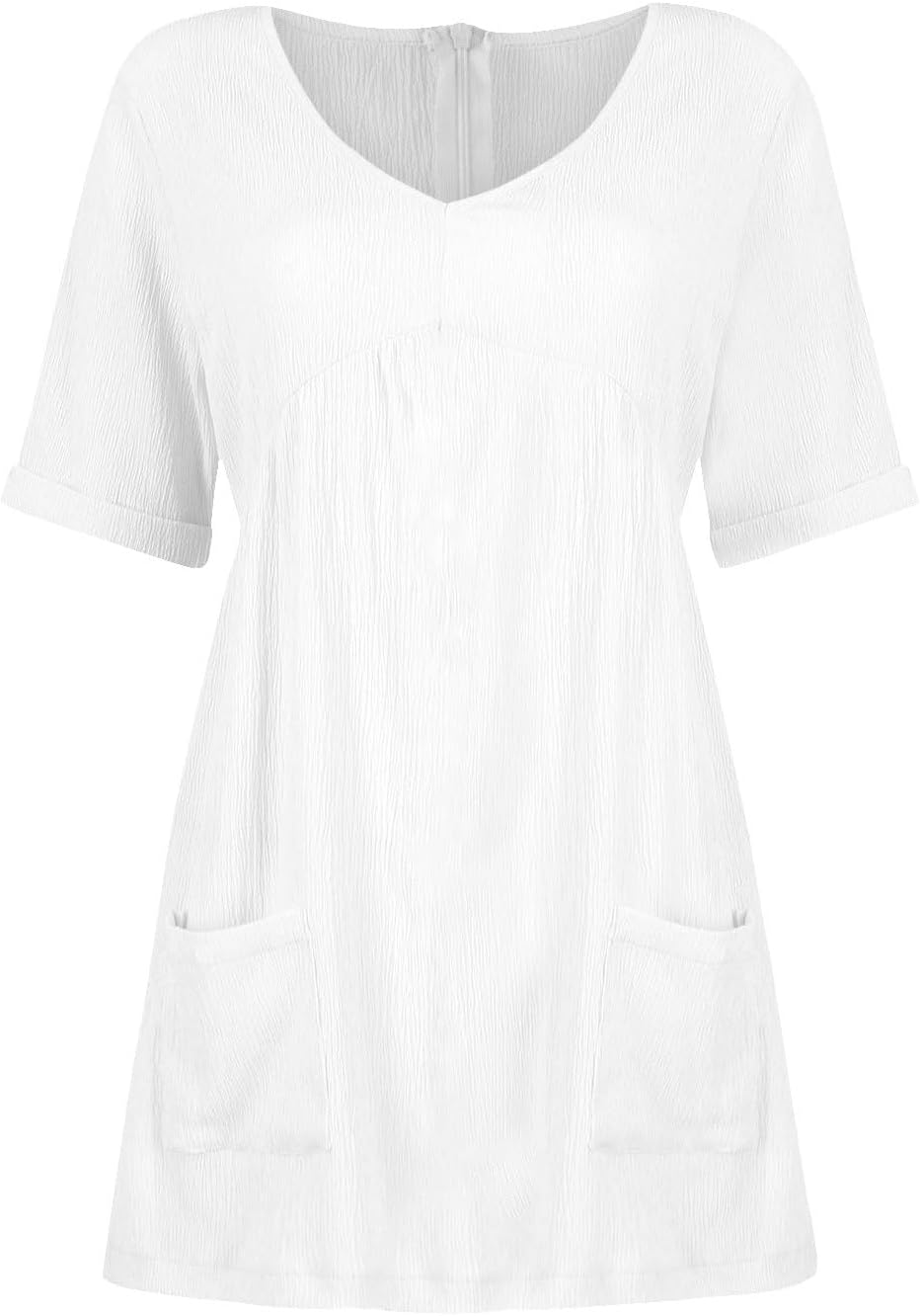 hlysgo Womens Summer Dresses 2024 Casual Loose Fit Short Sleeve V Neck Mini Dress Trendy Vacation Tshirt Dress with Pockets