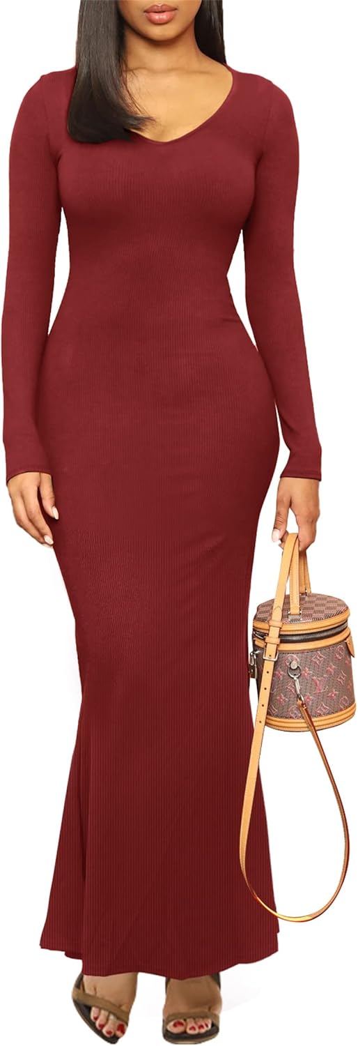 Hafailia Women's Casual Soft Lounge Long Slip Dress Sexy Sleeveless Bodycon Maxi Dresses Evening Formal Cocktail