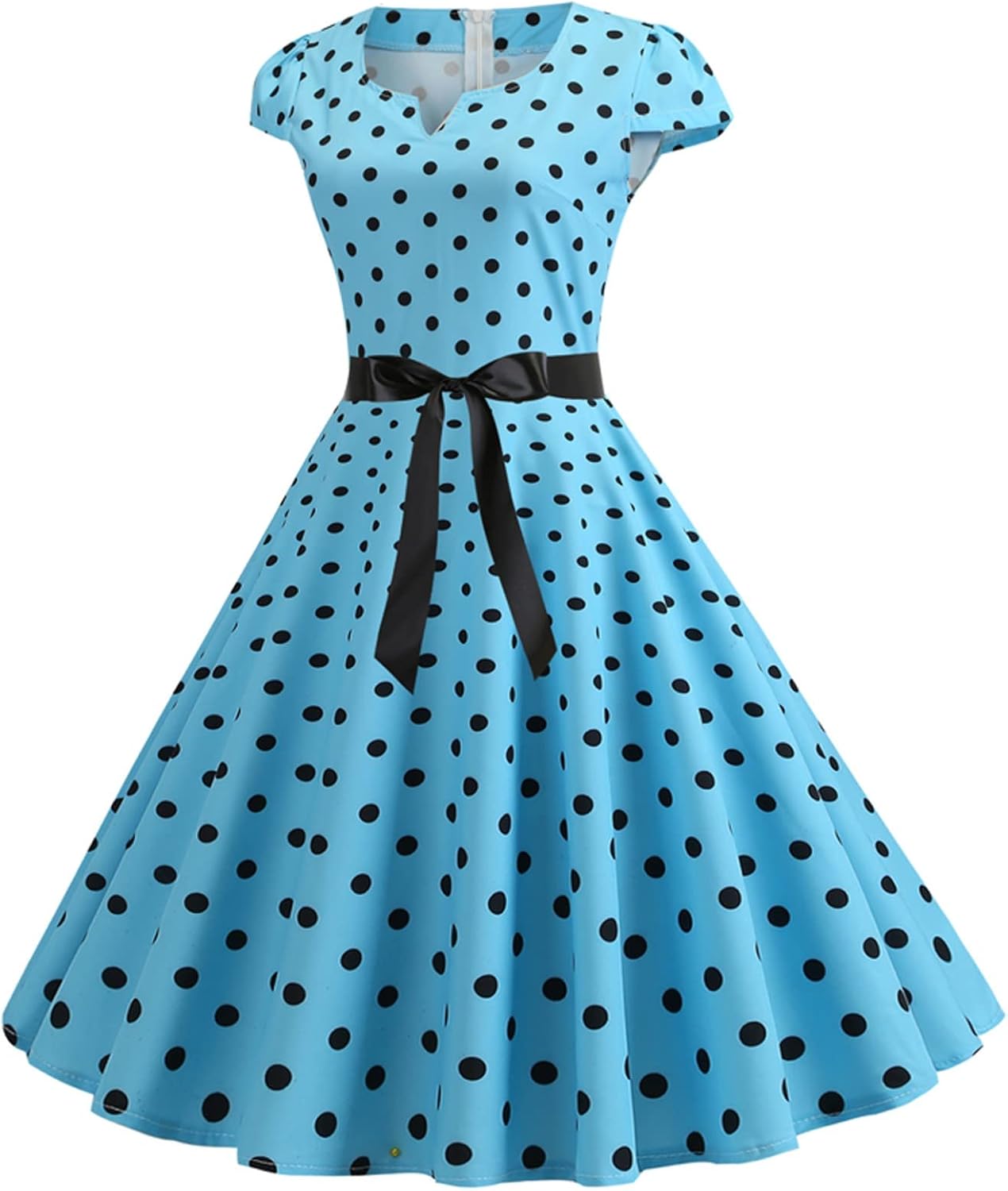 Women Double Breasted Notch Lapel 50s Vintage Short Sleeve Cocktail Swing Dress Polka Dot 1950s Rockabilly Prom Dress