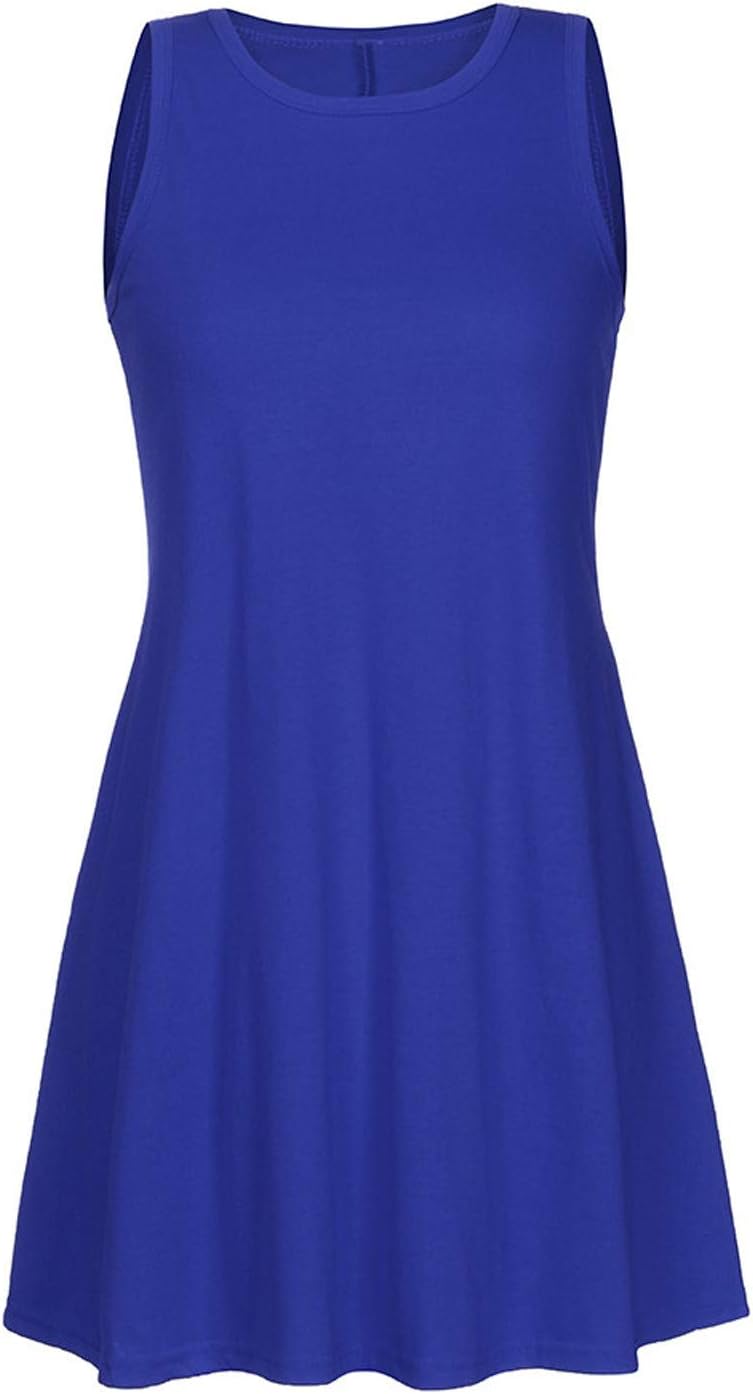 Womens 2025 Boho Beach Dresses Flowy Sleeveless Midi Wedding Dress Cute Crew Neck Summer Tank Sundress with Pockets