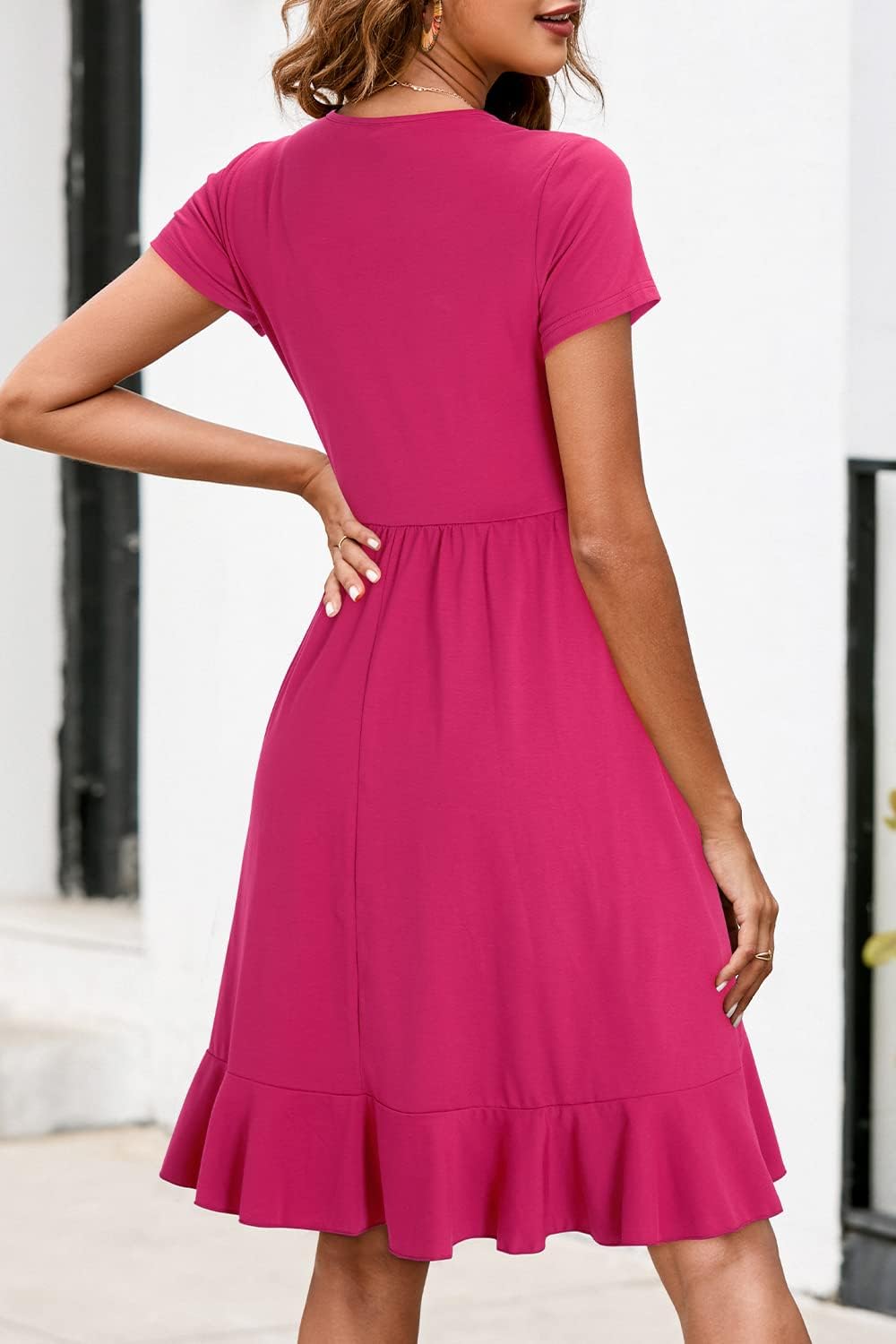 ULTRANICE Womens Summer Dresses Floral V Neck Ruffled Hem Spaghetti Spring Casual Beach Outfits Flowy Wrap Sun Dress